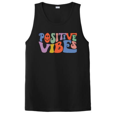 Fun Retro Hippie Inspirational Happy Positive Vibes PosiCharge Competitor Tank