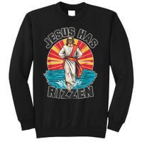 Funny Rizz He Is Rizzin Jesus High Five Easter Bunny Sweatshirt