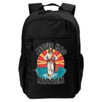 Funny Rizz He Is Rizzin Jesus High Five Easter Bunny Daily Commute Backpack