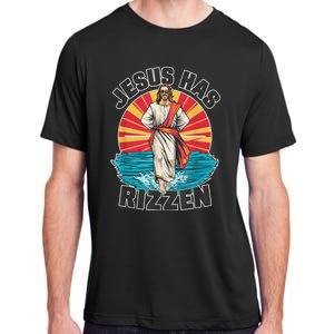 Funny Rizz He Is Rizzin Jesus High Five Easter Bunny Adult ChromaSoft Performance T-Shirt