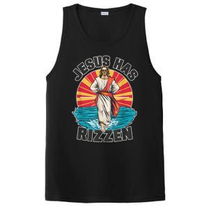 Funny Rizz He Is Rizzin Jesus High Five Easter Bunny PosiCharge Competitor Tank