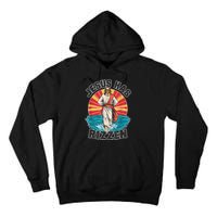 Funny Rizz He Is Rizzin Jesus High Five Easter Bunny Tall Hoodie