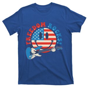 Freedom Rocks Hippie Face Rock Guitar Groovy 4th Of July Gift T-Shirt