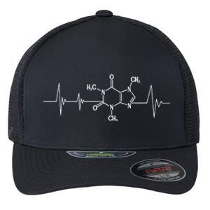 Funny Retro Heartbeat Caffeine Symbol Coffee Addict Lover Flexfit Unipanel Trucker Cap