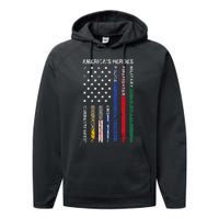 First Responders Hero Flag Nurse EMS Police Fire Performance Fleece Hoodie