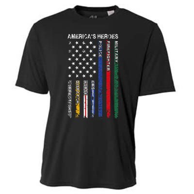 First Responders Hero Flag Nurse EMS Police Fire Cooling Performance Crew T-Shirt