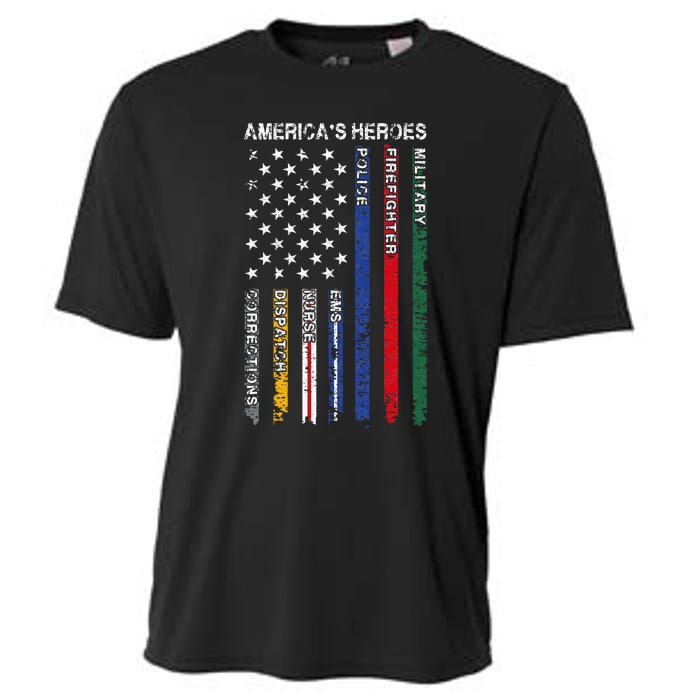 First Responders Hero Flag Nurse EMS Police Fire Cooling Performance Crew T-Shirt