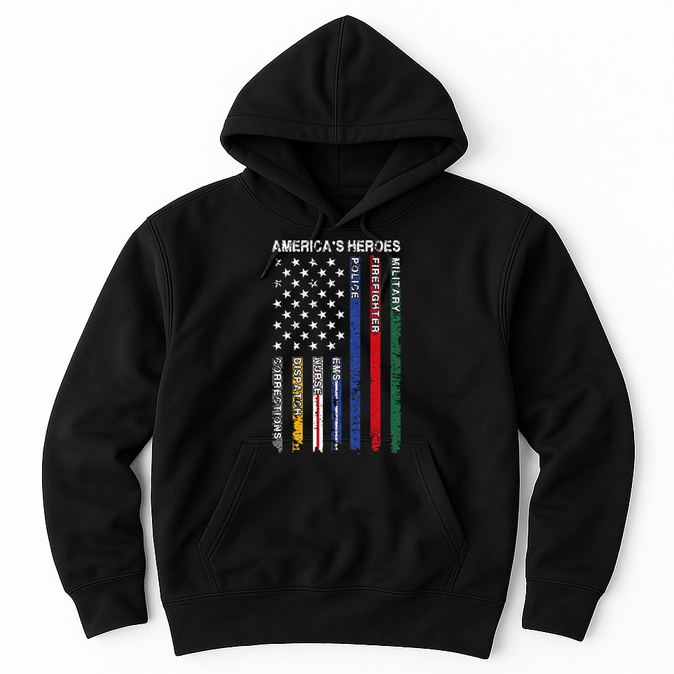 First Responders Hero Flag Nurse EMS Police Fire Hoodie
