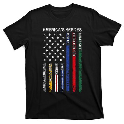 First Responders Hero Flag Nurse EMS Police Fire T-Shirt