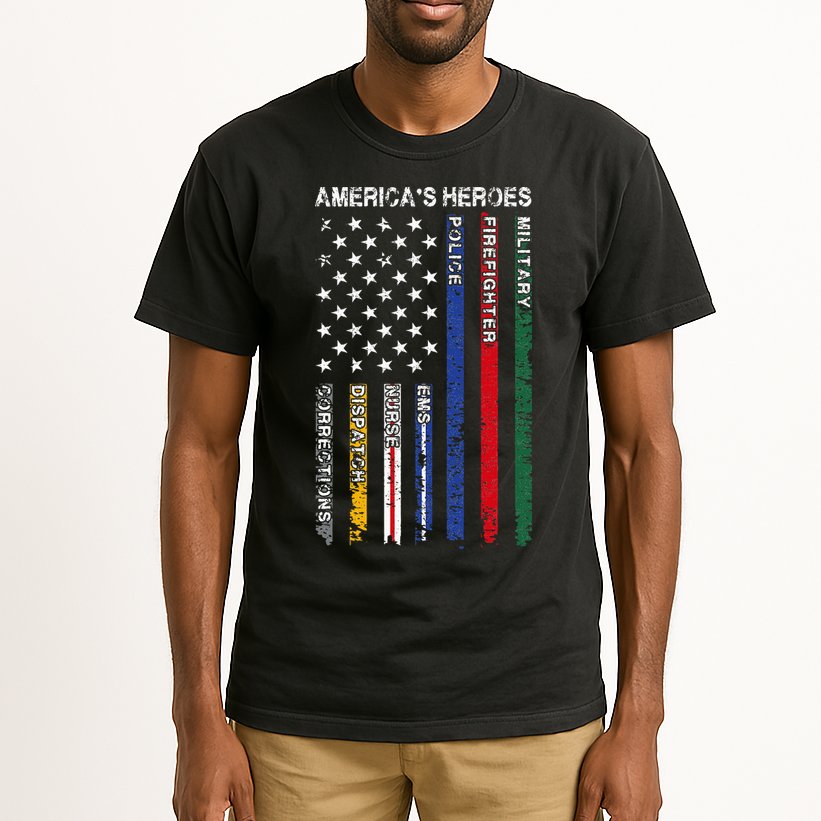 First Responders Hero Flag Nurse EMS Police Fire Tall T-Shirt