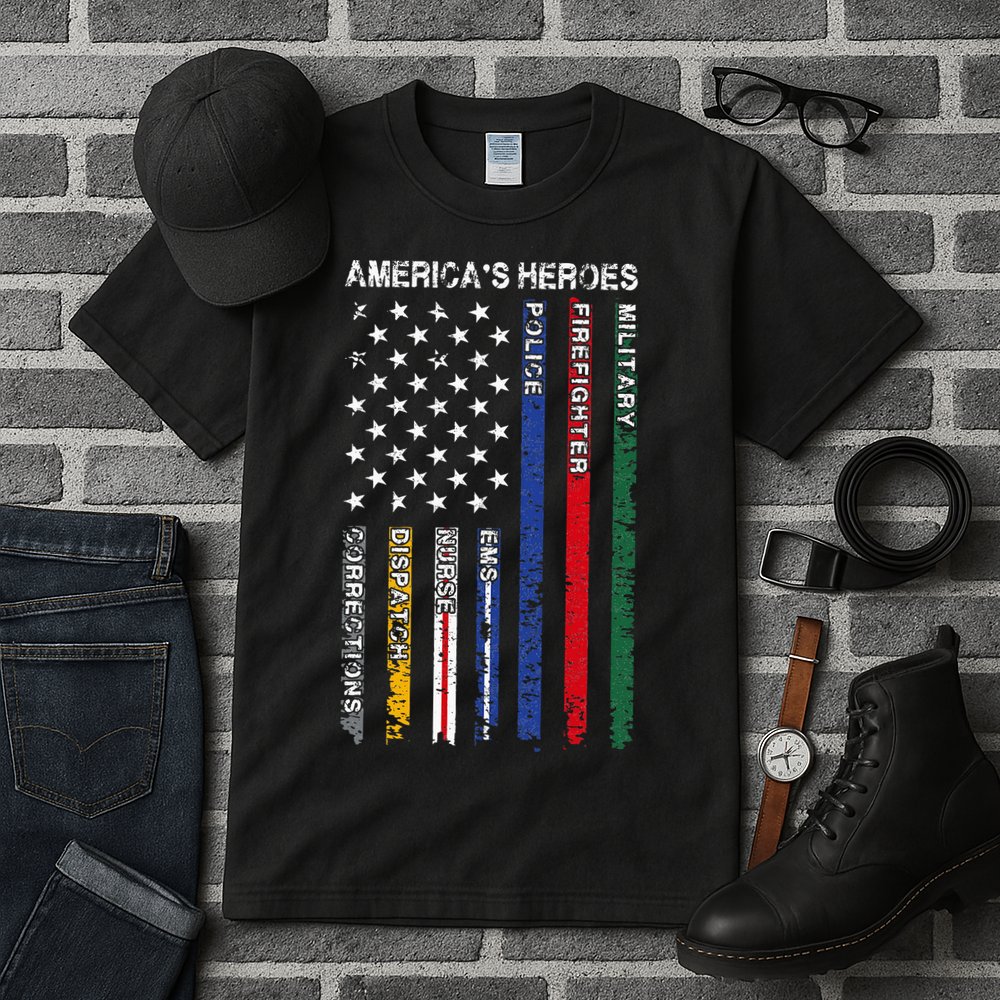 First Responders Hero Flag Nurse EMS Police Fire Tall T-Shirt