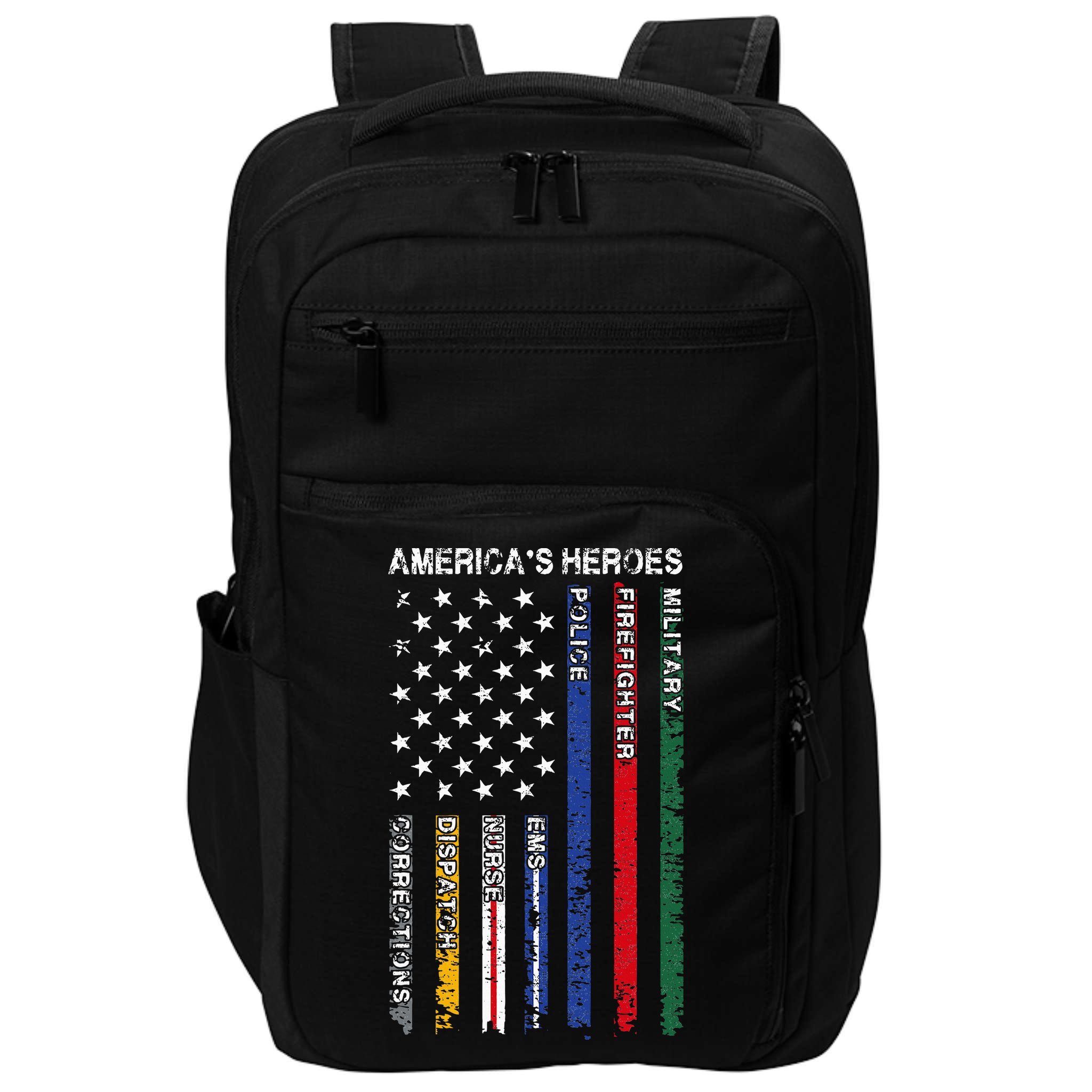 First Responders Hero Flag Nurse EMS Police Fire Impact Tech Backpack