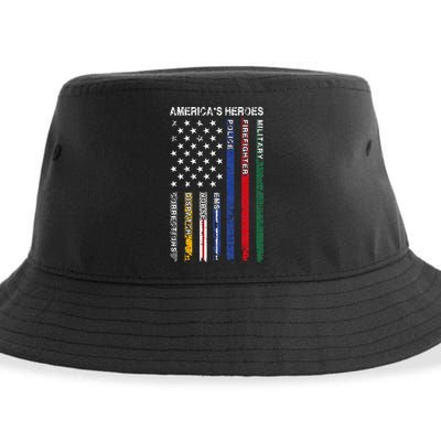 First Responders Hero Flag Nurse EMS Police Fire Sustainable Bucket Hat