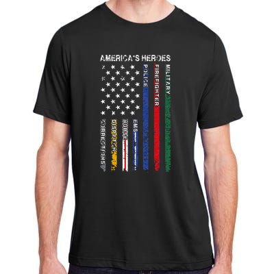 First Responders Hero Flag Nurse EMS Police Fire Adult ChromaSoft Performance T-Shirt