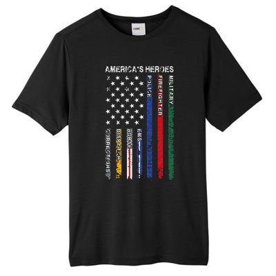 First Responders Hero Flag Nurse EMS Police Fire Tall Fusion ChromaSoft Performance T-Shirt