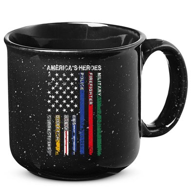 First Responders Hero Flag Nurse EMS Police Fire 15oz Campfire Ceramic Mug