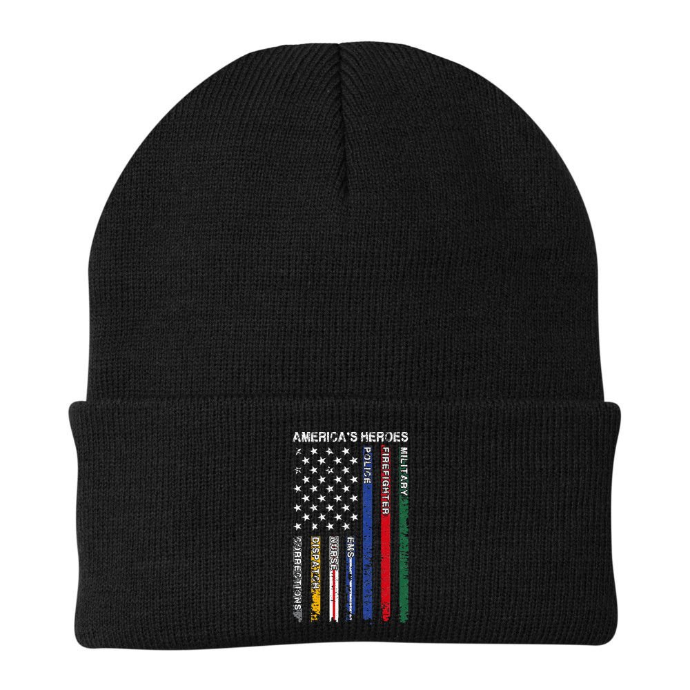 First Responders Hero Flag Nurse EMS Police Fire Beanie