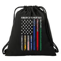 First Responders Hero Flag Nurse EMS Police Fire Drawstring Bag