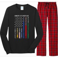 First Responders Hero Flag Nurse EMS Police Fire Long Sleeve Pajama Set