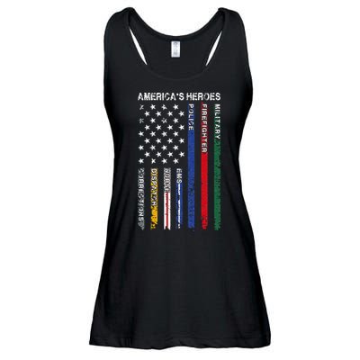 First Responders Hero Flag Nurse EMS Police Fire Ladies Essential Flowy Tank