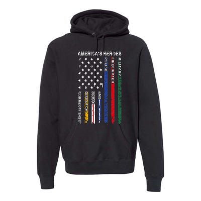 First Responders Hero Flag Nurse EMS Police Fire Premium Hoodie