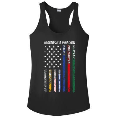 First Responders Hero Flag Nurse EMS Police Fire Ladies PosiCharge Competitor Racerback Tank
