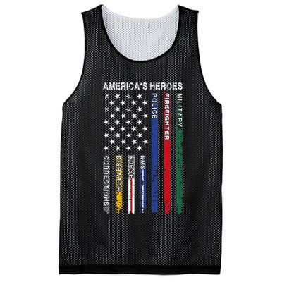 First Responders Hero Flag Nurse EMS Police Fire Mesh Reversible Basketball Jersey Tank