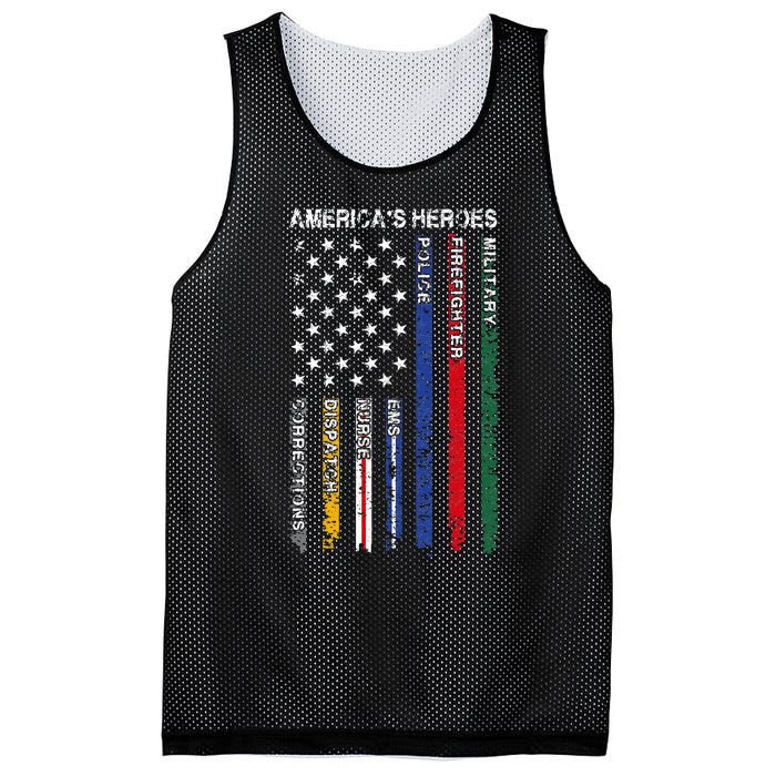 First Responders Hero Flag Nurse EMS Police Fire Mesh Reversible Basketball Jersey Tank