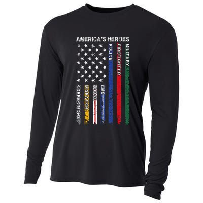 First Responders Hero Flag Nurse EMS Police Fire Cooling Performance Long Sleeve Crew
