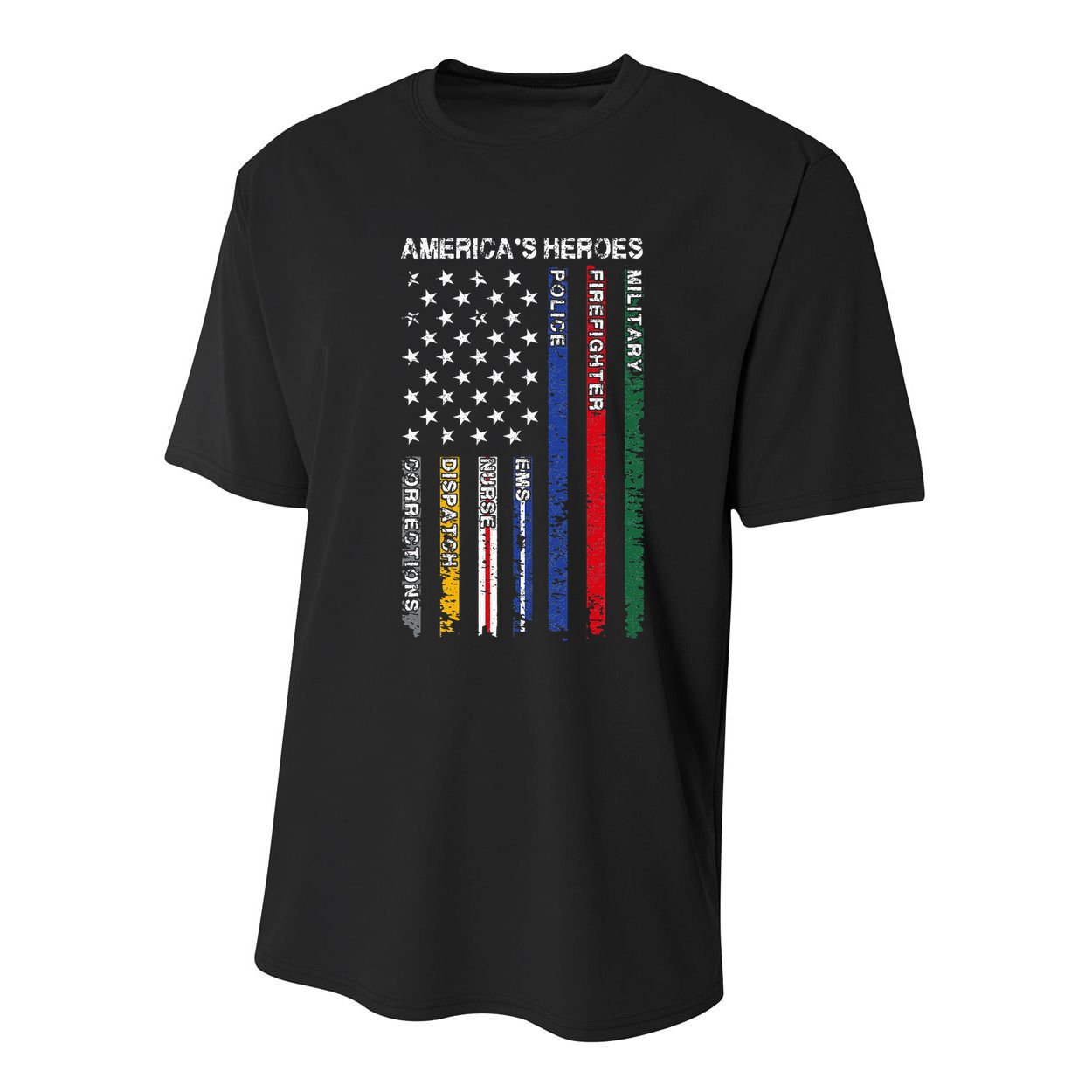 First Responders Hero Flag Nurse EMS Police Fire Youth Performance Sprint T-Shirt