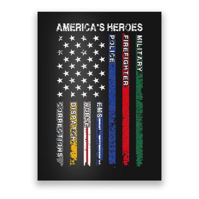 First Responders Hero Flag Nurse EMS Police Fire Poster