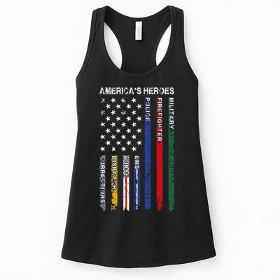 First Responders Hero Flag Nurse EMS Police Fire Womens Tank Top
