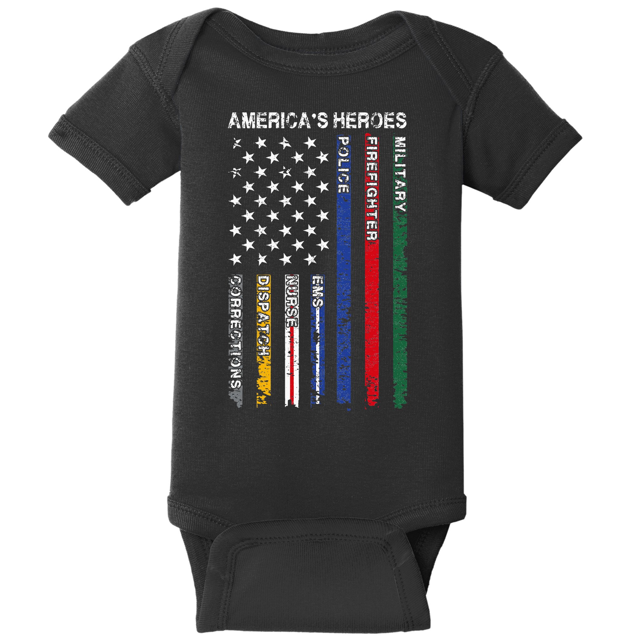 First Responders Hero Flag Nurse EMS Police Fire Baby Bodysuit