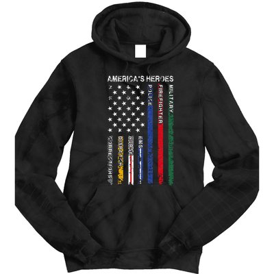 First Responders Hero Flag Nurse EMS Police Fire Tie Dye Hoodie