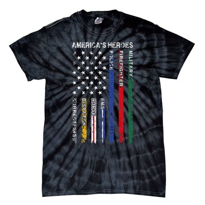 First Responders Hero Flag Nurse EMS Police Fire Tie-Dye T-Shirt