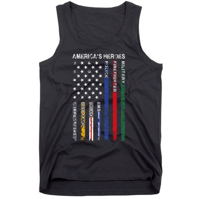 First Responders Hero Flag Nurse EMS Police Fire Tank Top