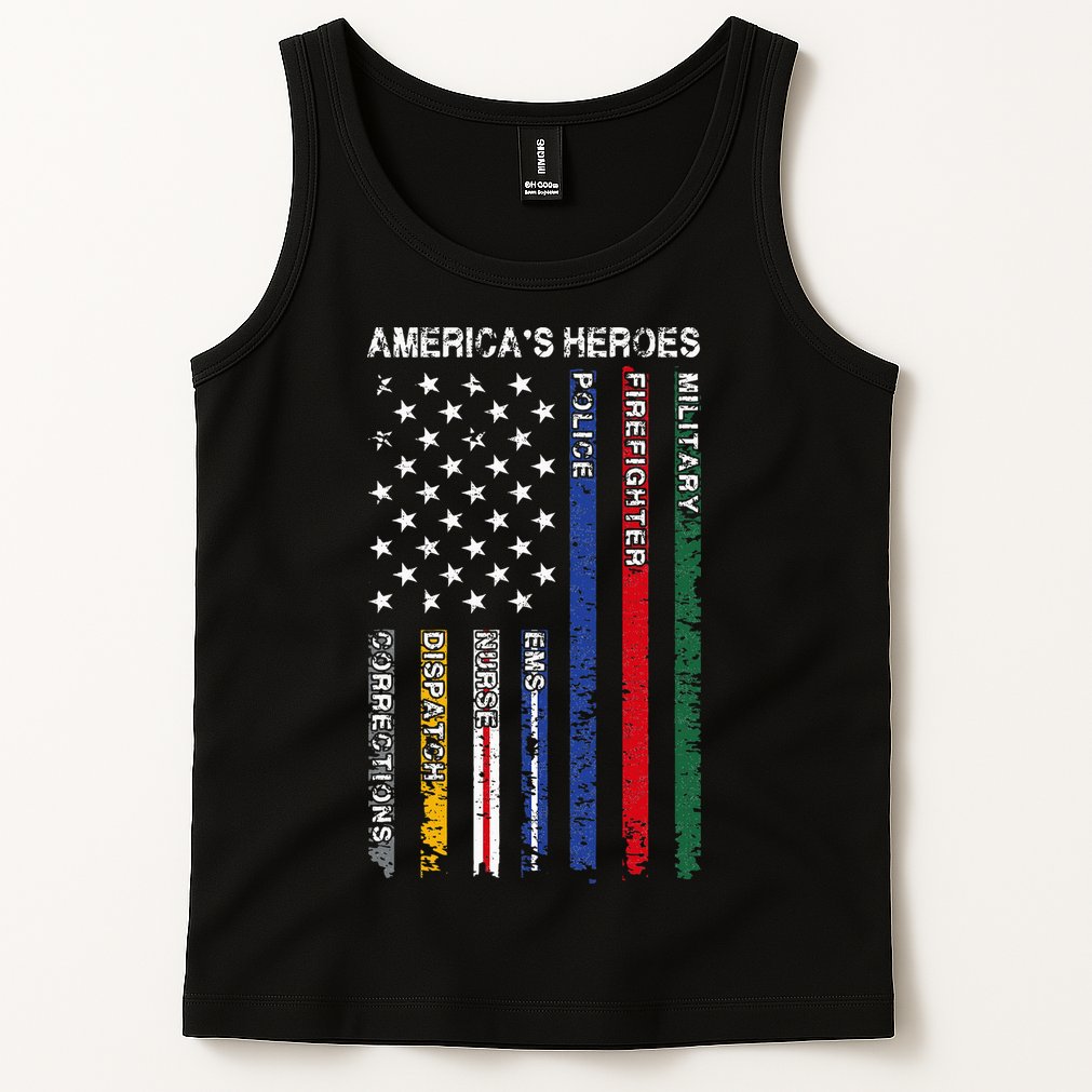 First Responders Hero Flag Nurse EMS Police Fire Tank Top