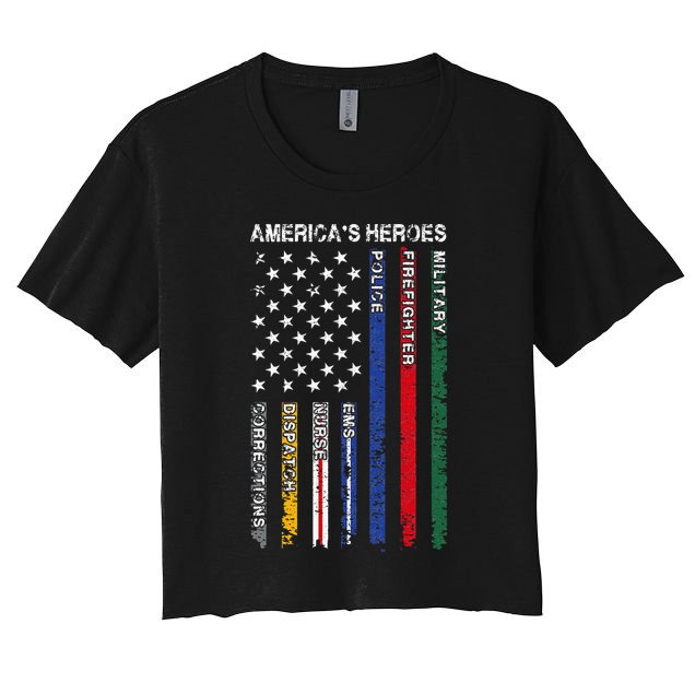 First Responders Hero Flag Nurse EMS Police Fire Crop Top