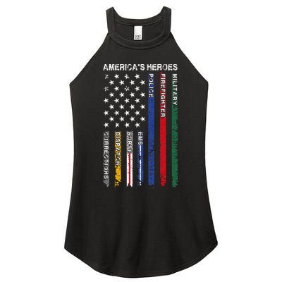 First Responders Hero Flag Nurse EMS Police Fire Women's Perfect Tri Rocker Tank