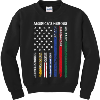 First Responders Hero Flag Nurse EMS Police Fire Kids Sweatshirt