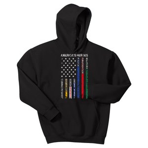 First Responders Hero Flag Nurse EMS Police Fire Kids Hoodie