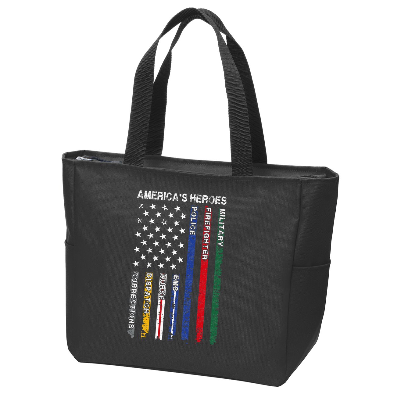 First Responders Hero Flag Nurse EMS Police Fire Zip Tote Bag