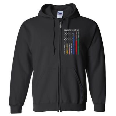 First Responders Hero Flag Nurse EMS Police Fire Full Zip Hoodie