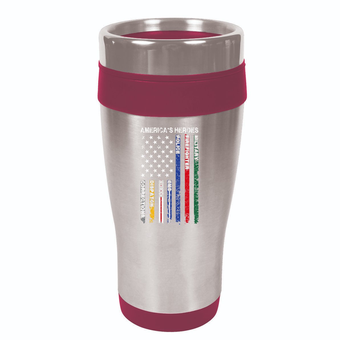 First Responders Hero Flag Nurse EMS Police Fire 16oz Travel Tumbler