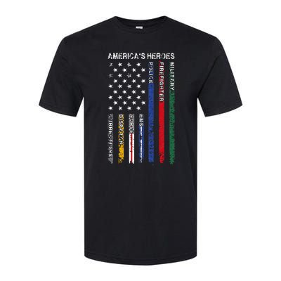 First Responders Hero Flag Nurse EMS Police Fire Softstyle CVC T-Shirt