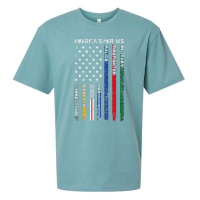 First Responders Hero Flag Nurse EMS Police Fire Sueded Cloud Jersey T-Shirt