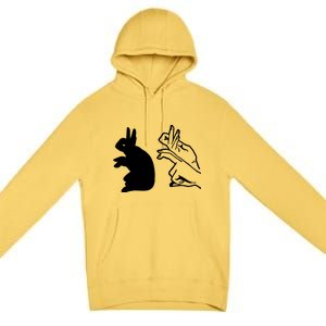 Funny Rabbit Hand Shadow Puppets Bunny Figure Pop Art Premium Pullover Hoodie