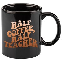 Funny Retro Half Coffee Half Teacher 11oz C Handle Ceramic Mug