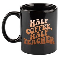 Funny Retro Half Coffee Half Teacher 11oz C Handle Ceramic Mug