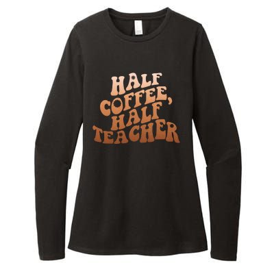 Funny Retro Half Coffee Half Teacher Womens CVC Long Sleeve Shirt